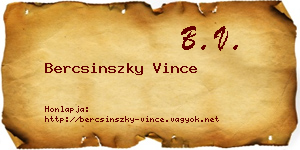 Bercsinszky Vince névjegykártya